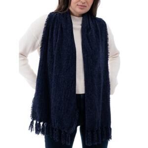 NEW Style & Co Navy blue chenille Scarf with Fringe Trim Soft Cozy Dark Oblong